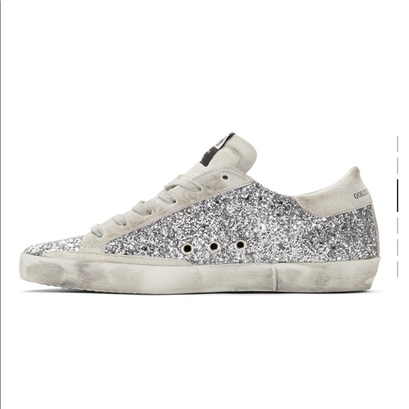 Authentic Golden Goose Silver Glitter Superstar Sneakers Size 36 - Picture 5 of 14